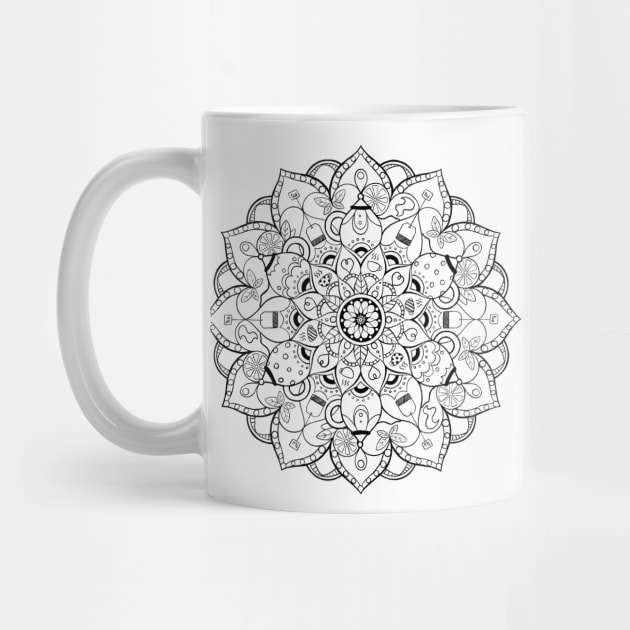 Tea Lovers Mandala - Black by Abbilaura